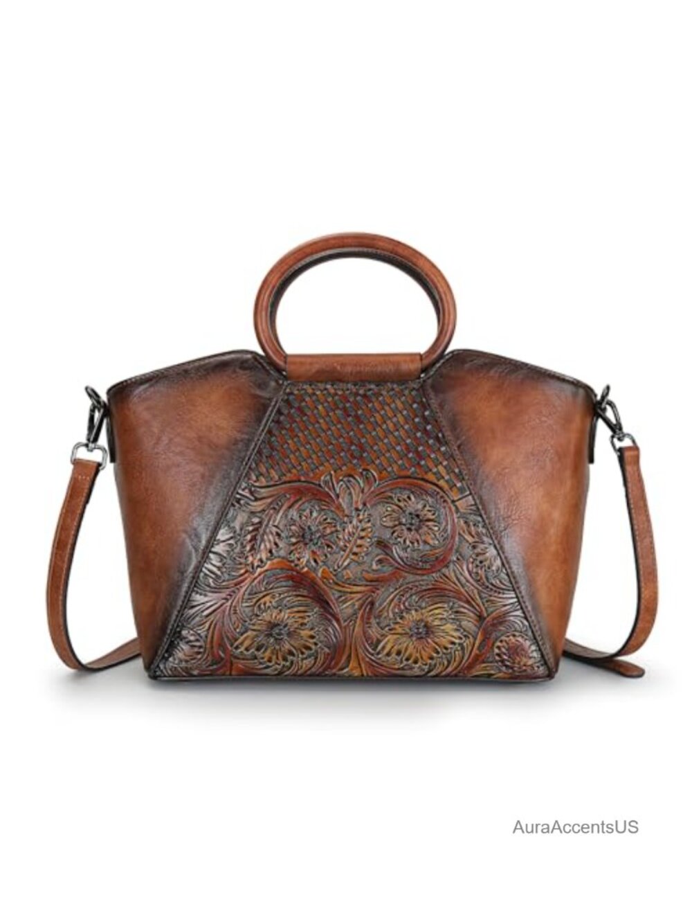 Vegan Leather Satchel Crossbody Bag Medium Tote Adjustable Strap
